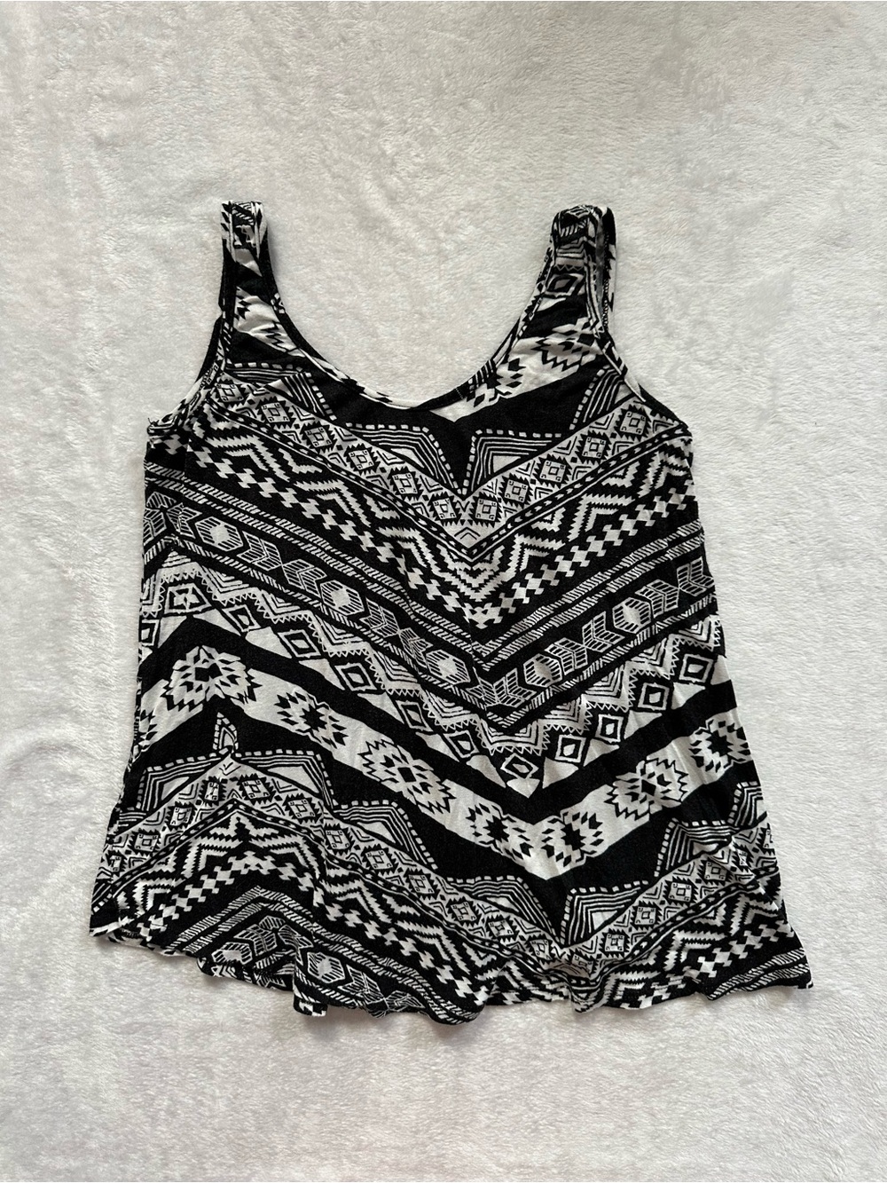See You Monday Aztec Tribal Tank Top Black White Size XS Chevron Flowy